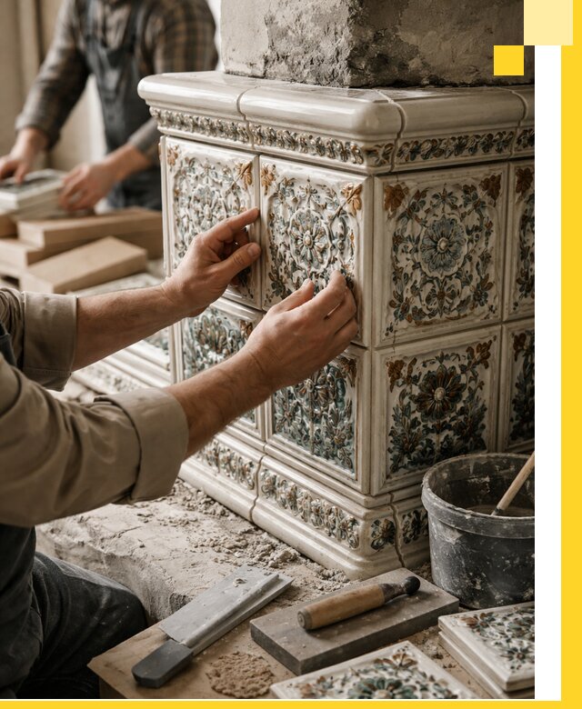 Изразцовые камины под ключ в Ирбите: проект и монтаж