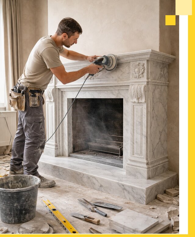 Изготовление и установка мраморных каминов в Ирбите под ключ