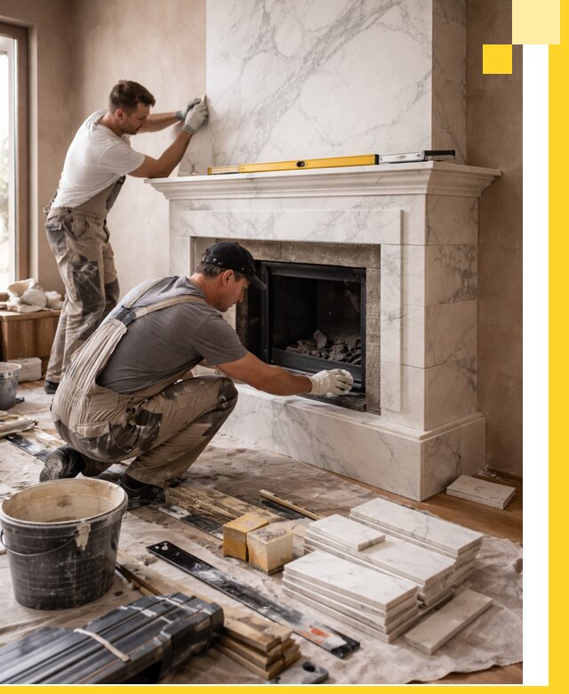 Отделка каминов в Ирбите качественные облицовочные работы