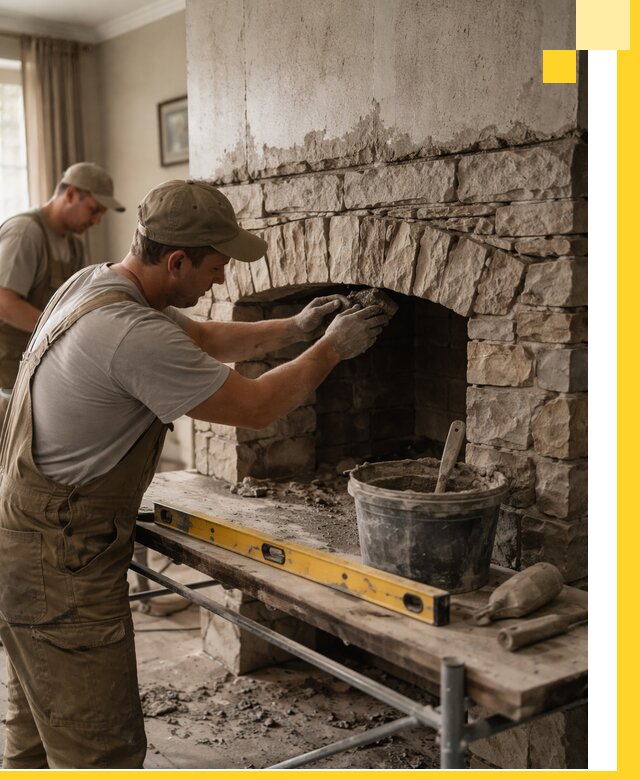 Изготовление каминов под ключ в Ирбите, монтаж и отделка