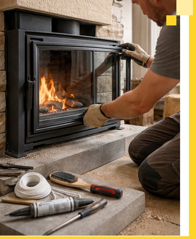 Производство, монтаж и доставка каминов со стеклом в Ирбите