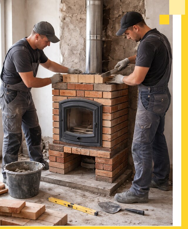 Монтаж печи камина под ключ в Ирбите с гарантией и пусконаладкой