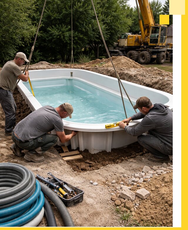 Установка и монтаж композитных бассейнов под ключ в Ирбите