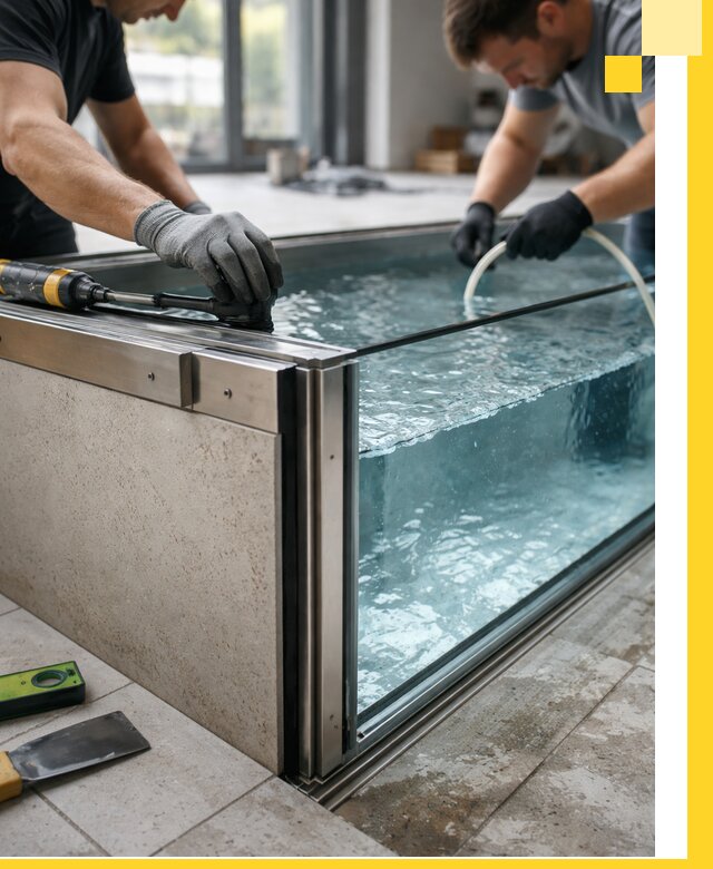 Проектирование и монтаж стеклянных бассейнов в Ирбите