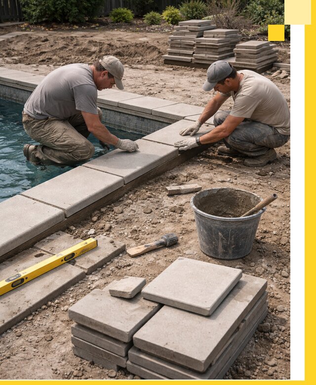 Установка и изготовление копингового камня для бассейнов в Ирбите