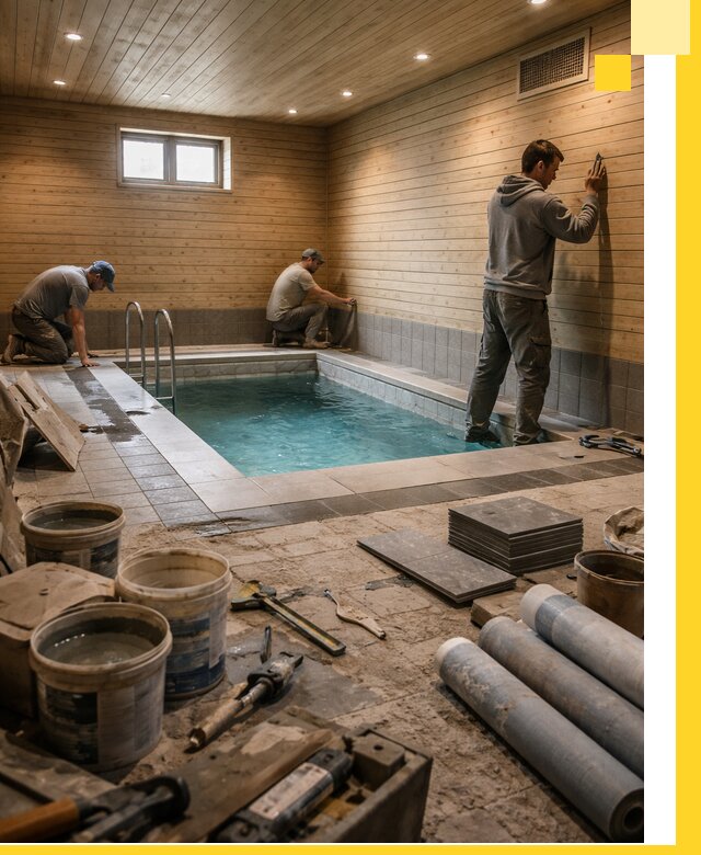 Строительство бани с бассейном и сауной под ключ в Ирбите