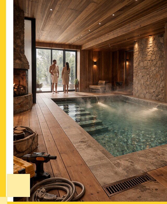 Проекты бань с бассейном под ключ в Ирбите от 82448 р., ЭриданРбт