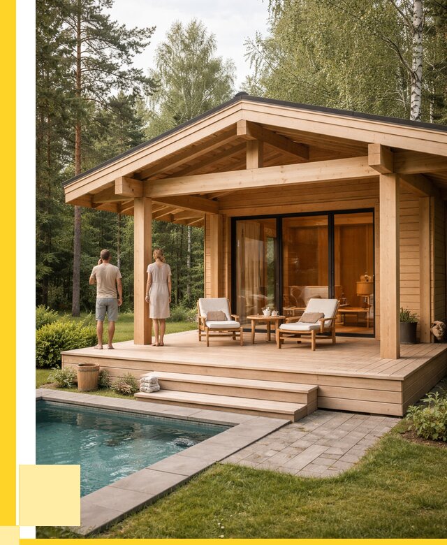 Бани с террасой под ключ в Ирбите от 659580 р. | ЭриданРбт