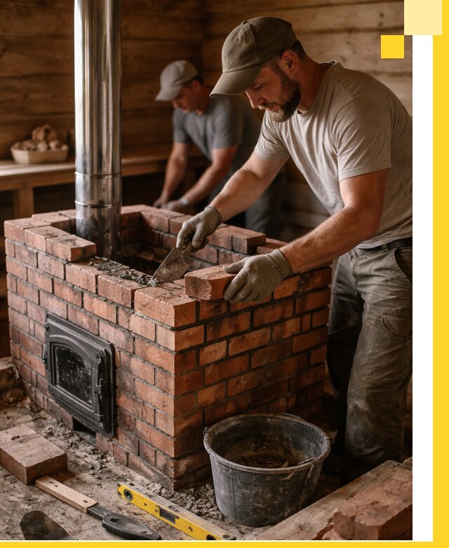 Кирпичные печи для бани под ключ в Ирбите, проект и монтаж