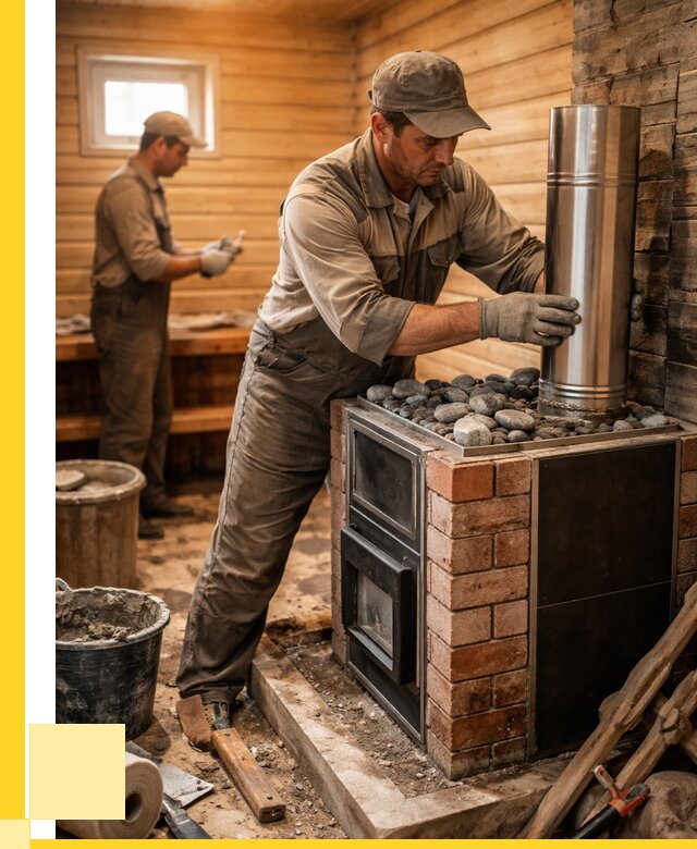 Монтаж печи в бане под ключ в Ирбите от 21986 р. | ЭриданРбт