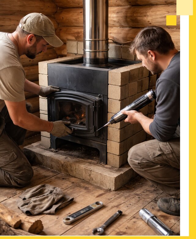 Монтаж и установка печи в бане под ключ с гарантией в Ирбите