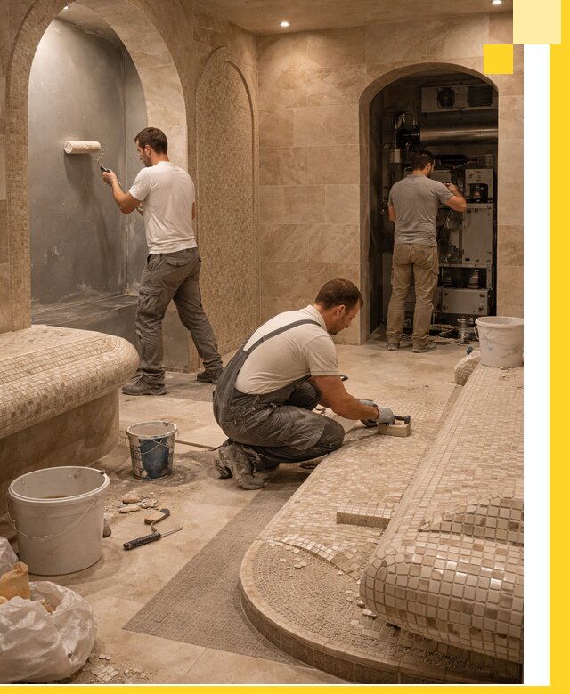 Строительство бани с хамамом и бассейном под ключ в Ирбите