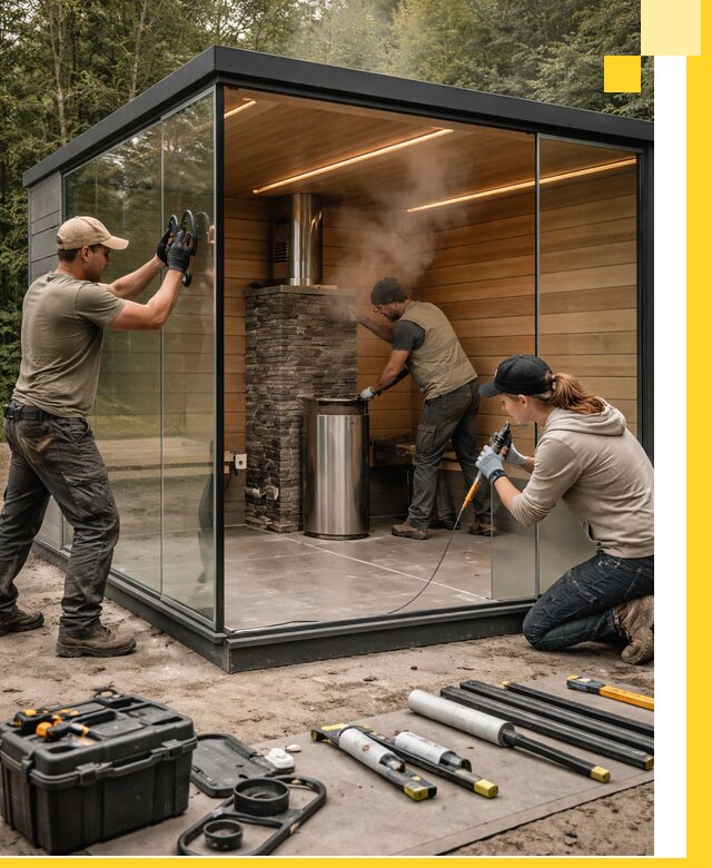 Проектирование и строительство стеклянных бань в Ирбите