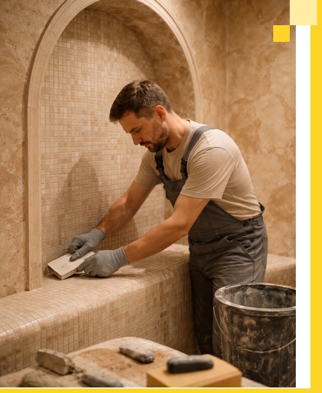 Профессиональная отделка хамамов с мозаикой под ключ в Ирбите