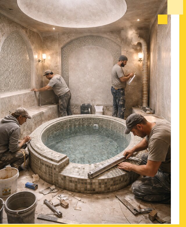 Профессиональное строительство хамама с бассейном в Ирбите под ключ