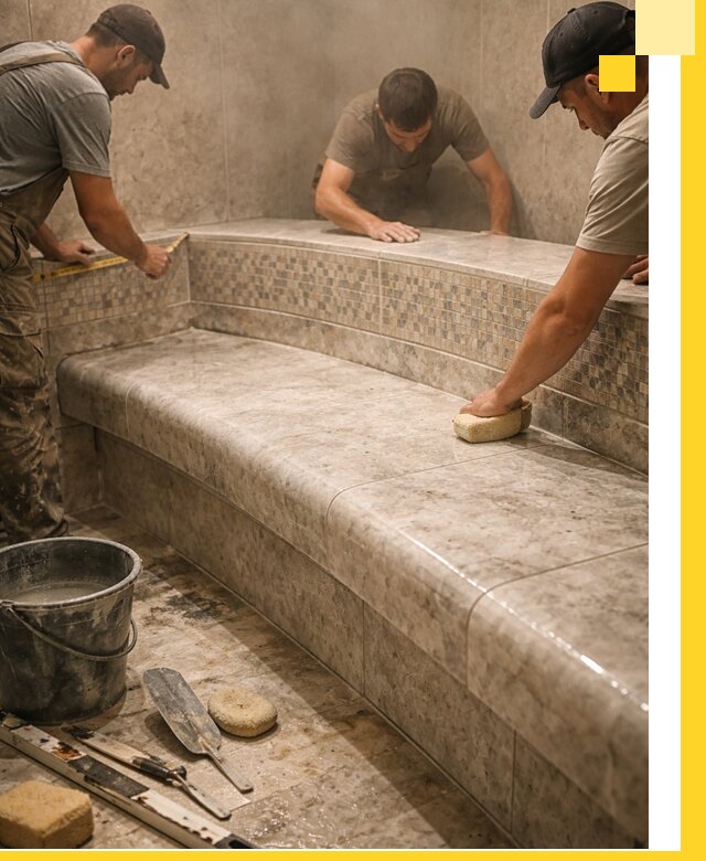 Изготовление и установка сидений для хамама в Ирбите