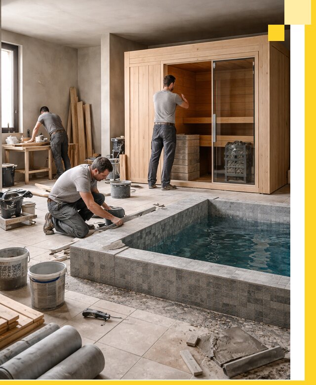 SPA зоны под ключ с бассейном сауной и печью в Ирбите